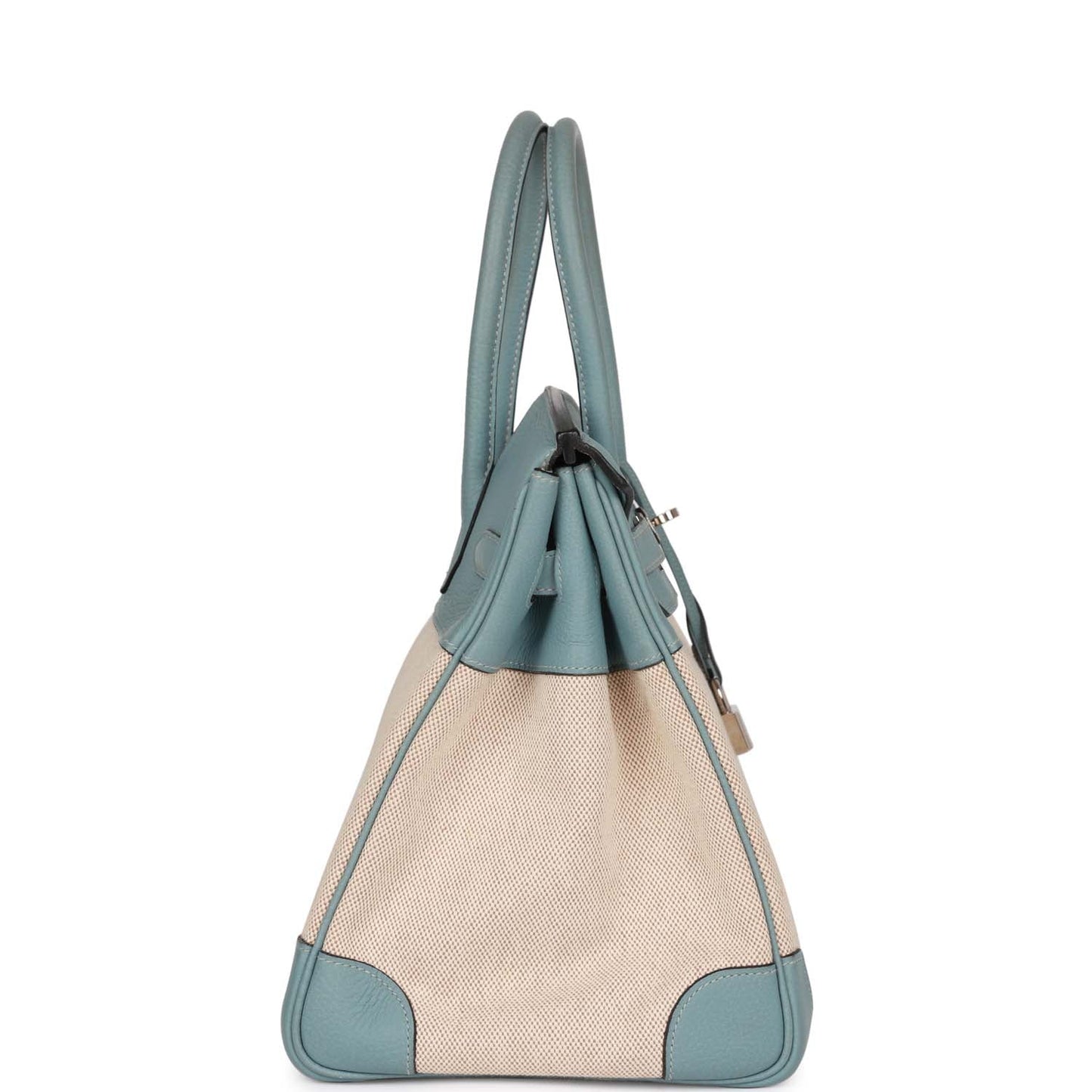 Hermes Birkin 35 Toile H and Ciel Clemence Palladium Hardware