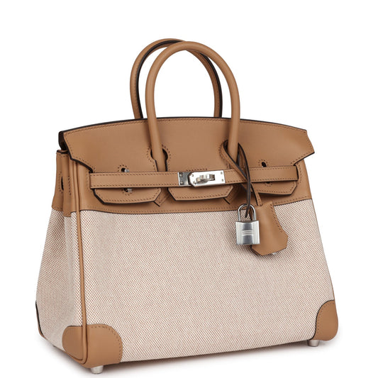 Hermes Birkin 25 Toile H Chai Swift Palladium Hardware