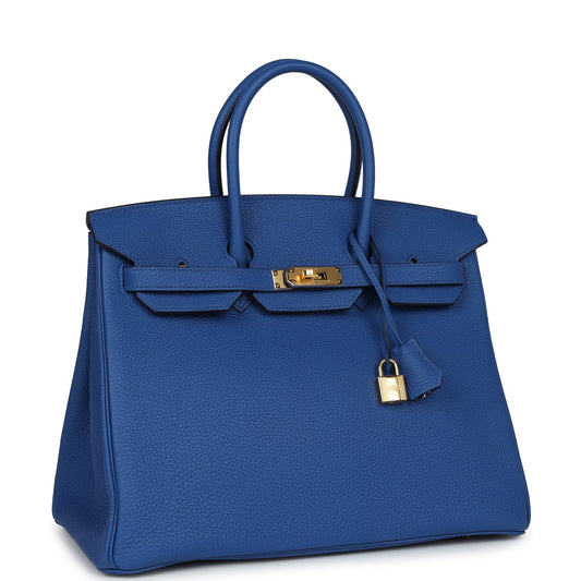 Hermes Birkin 35 Bleu Royal Togo Gold Hardware