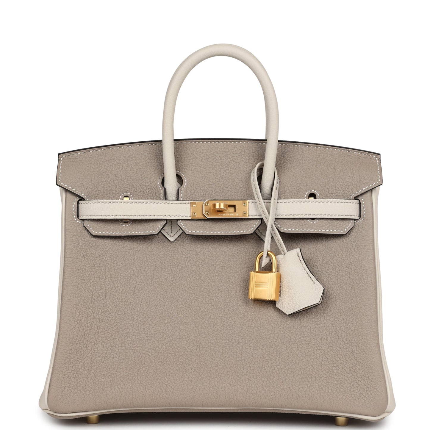 Hermes Special Order (HSS) Birkin 25 Gris Tourterelle and Craie Togo Brushed Gold Hardware