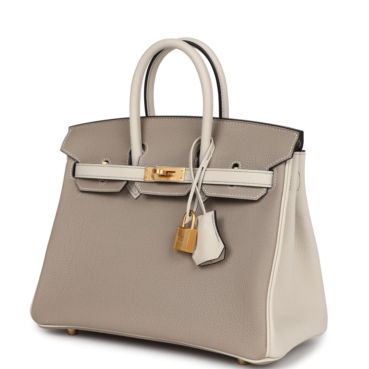Hermes Special Order (HSS) Birkin 25 Gris Tourterelle and Craie Togo Brushed Gold Hardware