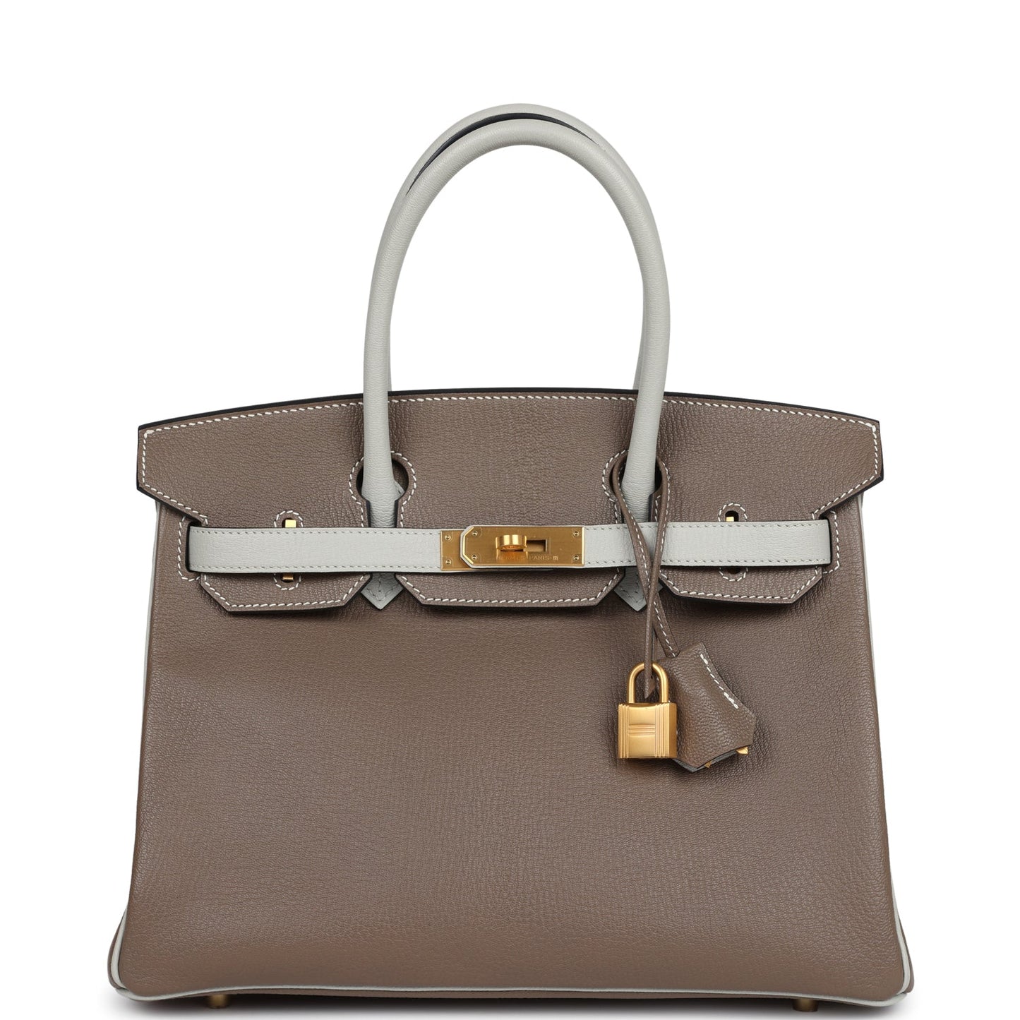 Hermes Special Order (HSS) Birkin 30 Etoupe and Gris Perle Chevre Brushed Gold Hardware