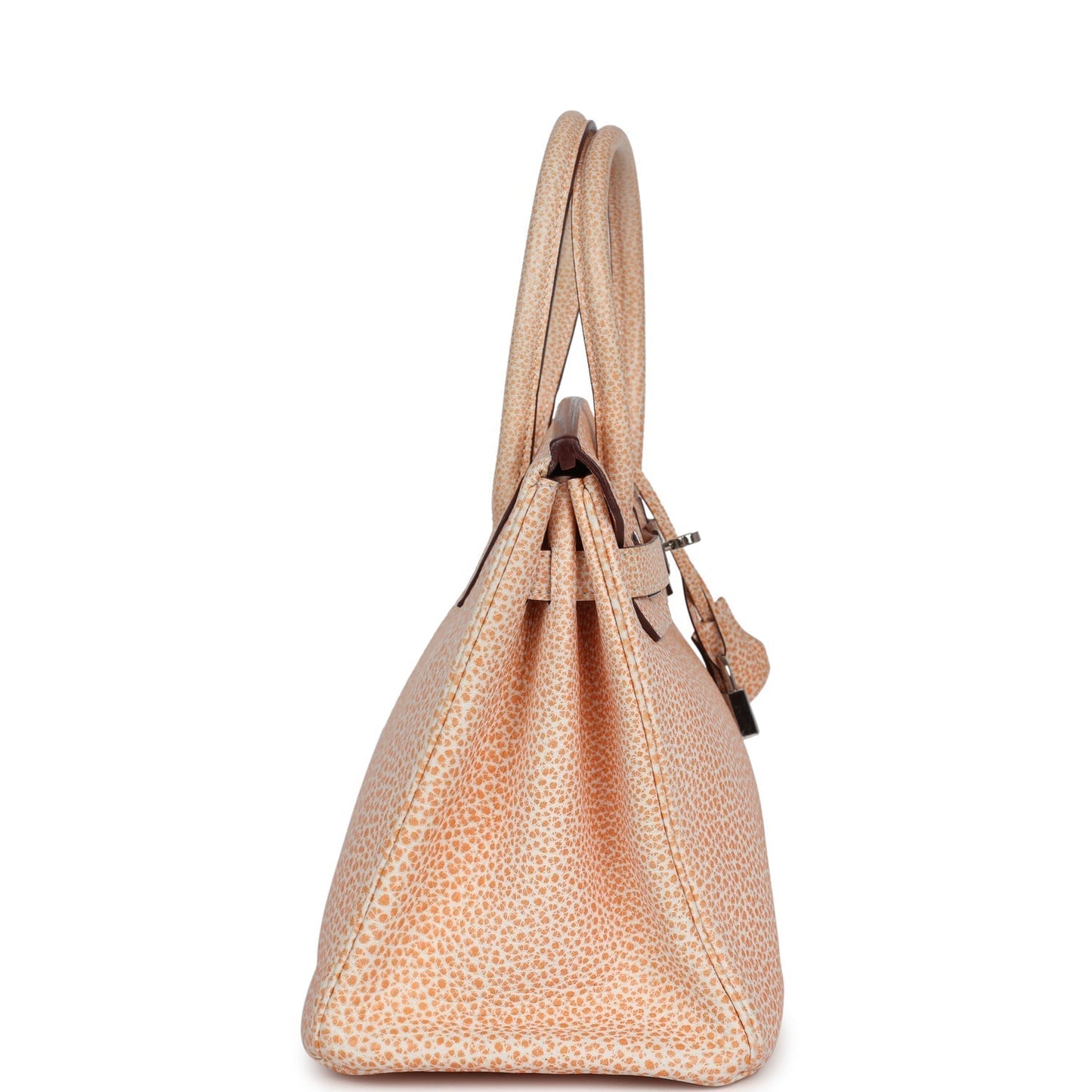 Vintage Hermes Birkin 30 Orange Dalmatian Buffalo Palladium Hardware