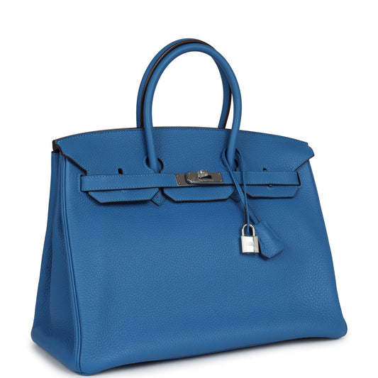 Hermes Birkin 35 Mykonos Clemence Palladium Hardware