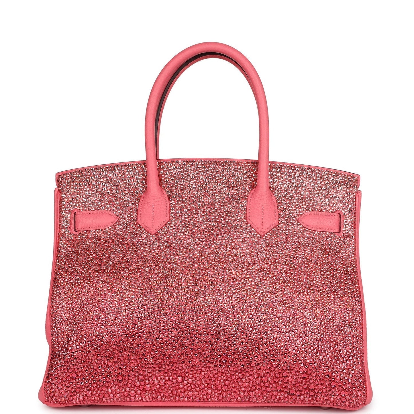 Custom Ombre Swarovski Crystal Hermes Birkin 30 Rose Azalee Clemence Palladium Hardware