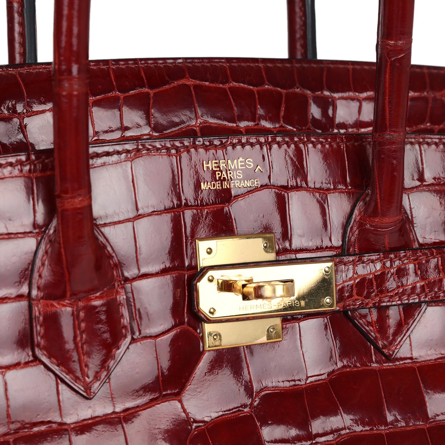 Hermes Birkin 35 Rouge H Shiny Crocodile Porosus Gold Hardware