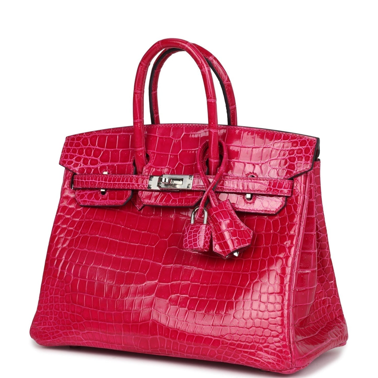Hermes Birkin 25 Rose Mexico Shiny Porosus Crocodile Palladium Hardware