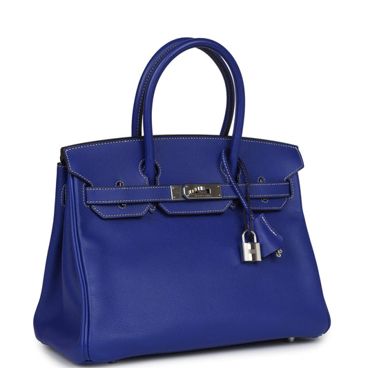 Hermes Birkin 30 Bleu Electric Candy Epsom Palladium Hardware