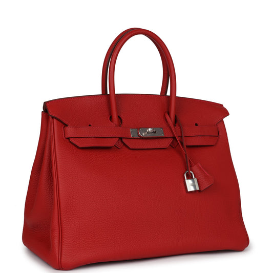 Hermes Birkin 35 Rouge Casaque Togo Palladium Hardware