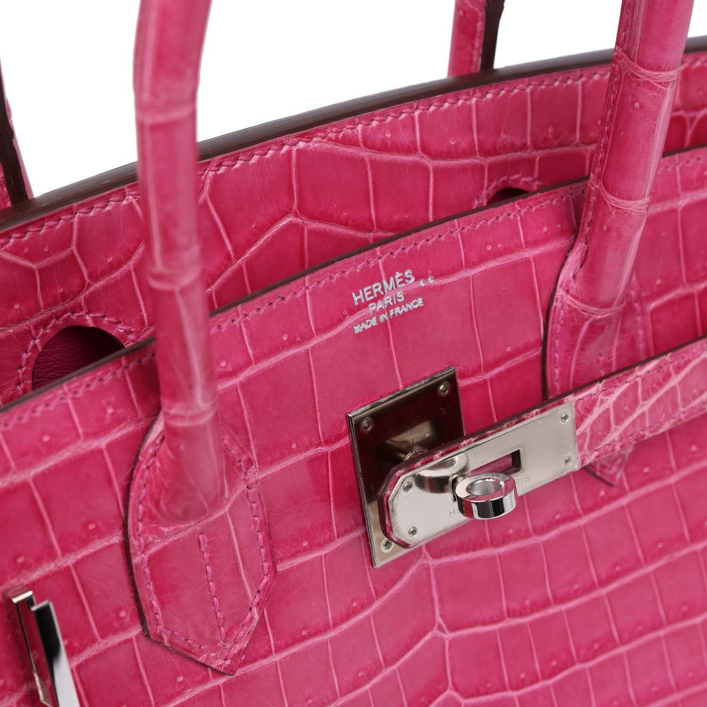 Hermes Birkin 30 Fuschia Shiny Niloticus Crocodile Palladium Hardware