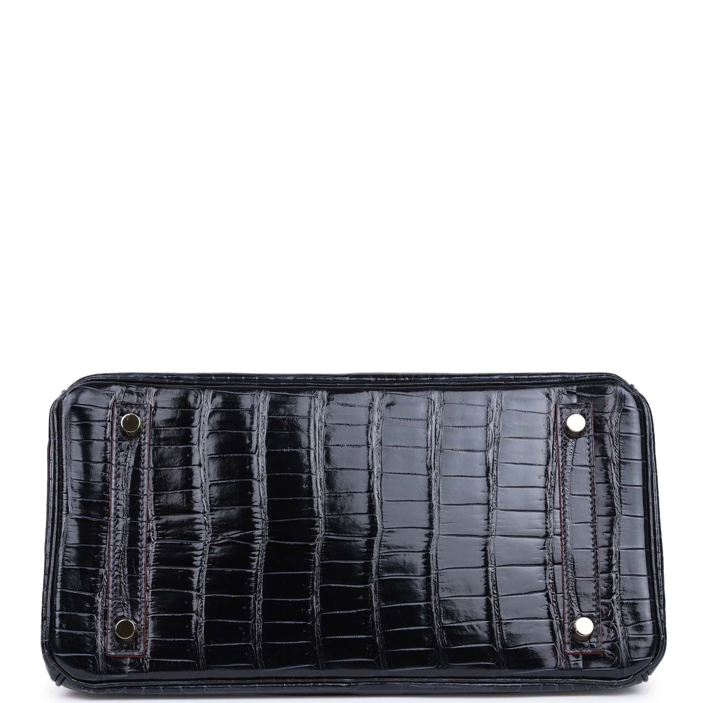 Hermes Birkin 30 Bleu Marine and Rouge H Contour Shiny Porosus Crocodile Gold Hardware