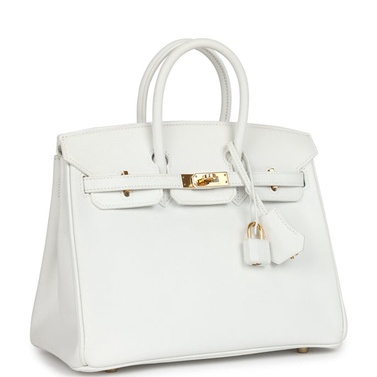 Hermes Birkin 25 White Epsom Gold Hardware