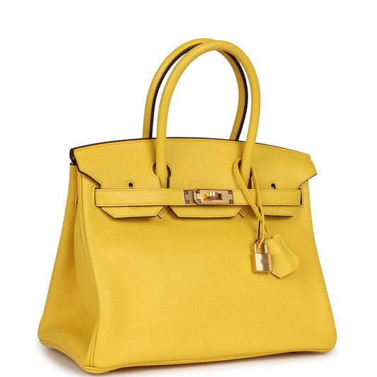 Hermes Birkin 30 Jaune de Naples Taurillon Novillo Rose Gold Hardware