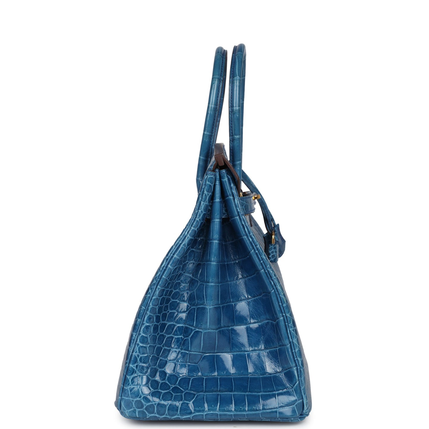 Hermes Birkin 35 Bleu Mykonos Shiny Porosus Crocodile Gold Hardware