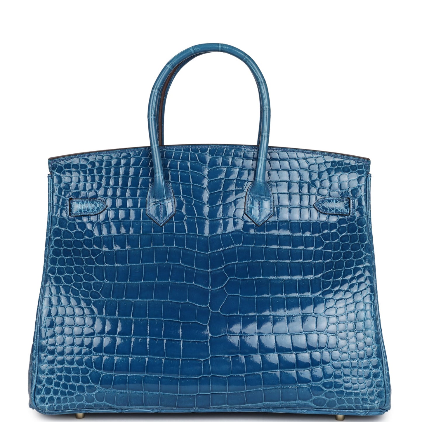 Hermes Birkin 35 Bleu Mykonos Shiny Porosus Crocodile Gold Hardware
