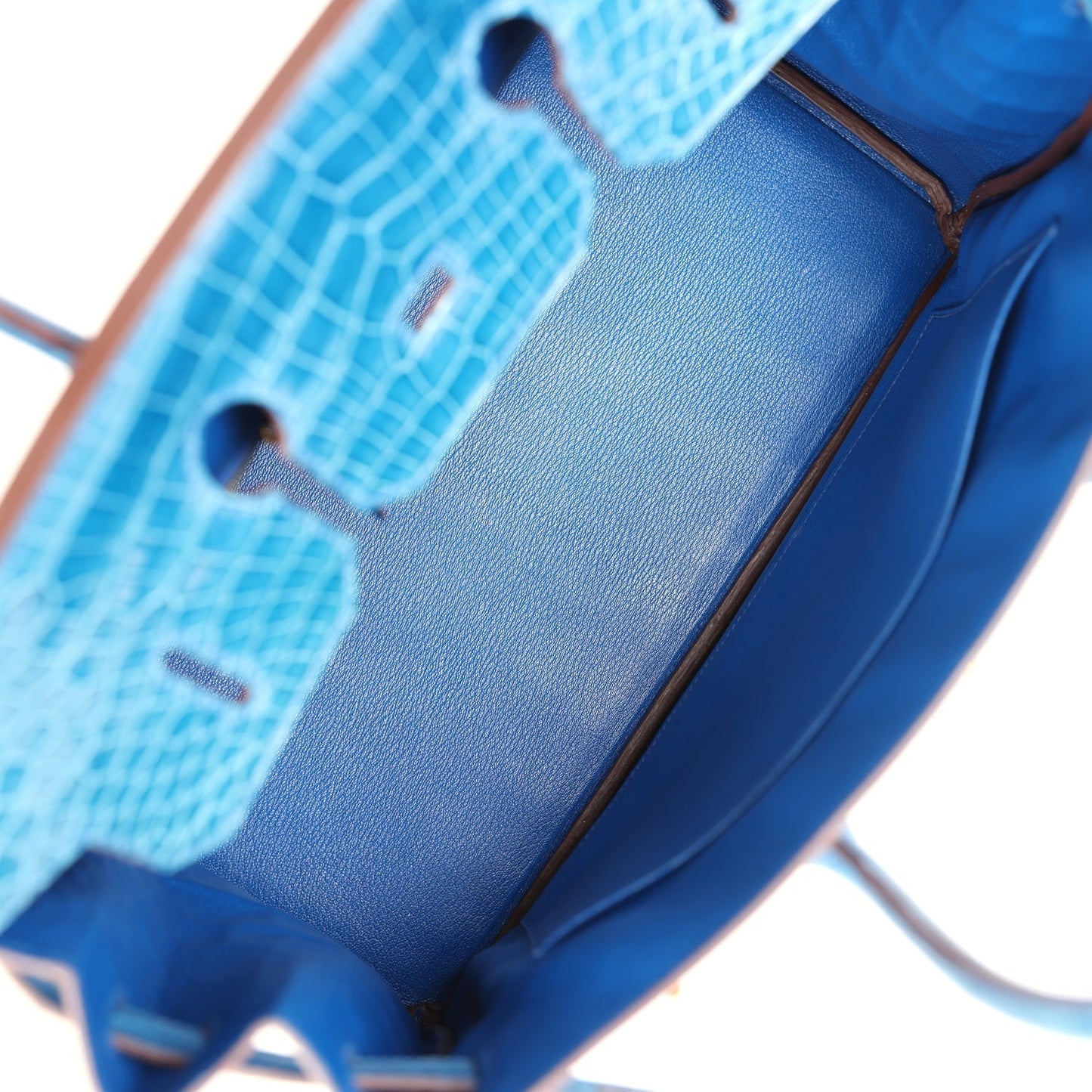 Hermes Birkin 35 Bleu Mykonos Shiny Porosus Crocodile Gold Hardware