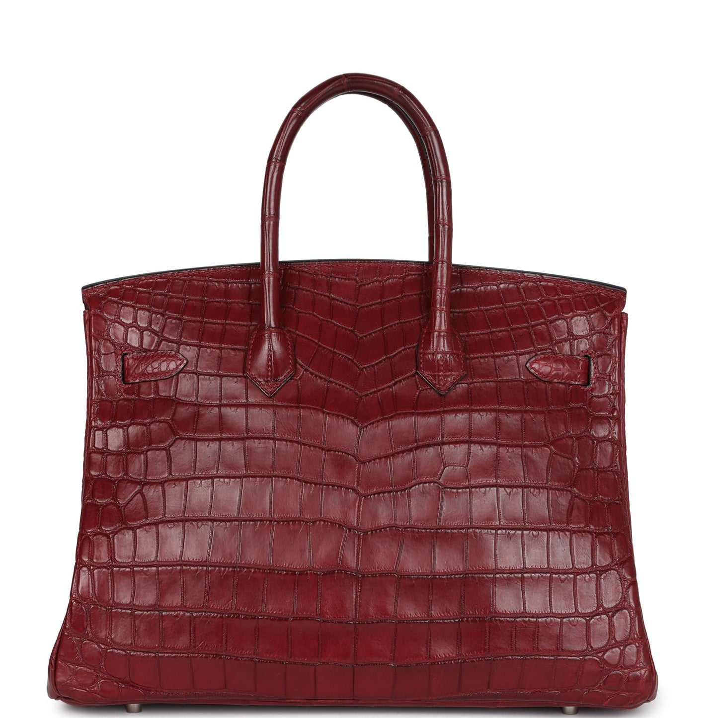 Vintage Hermes Travel Birkin 35 Rouge H Niloticus Crocodile Brushed Palladium Hardware