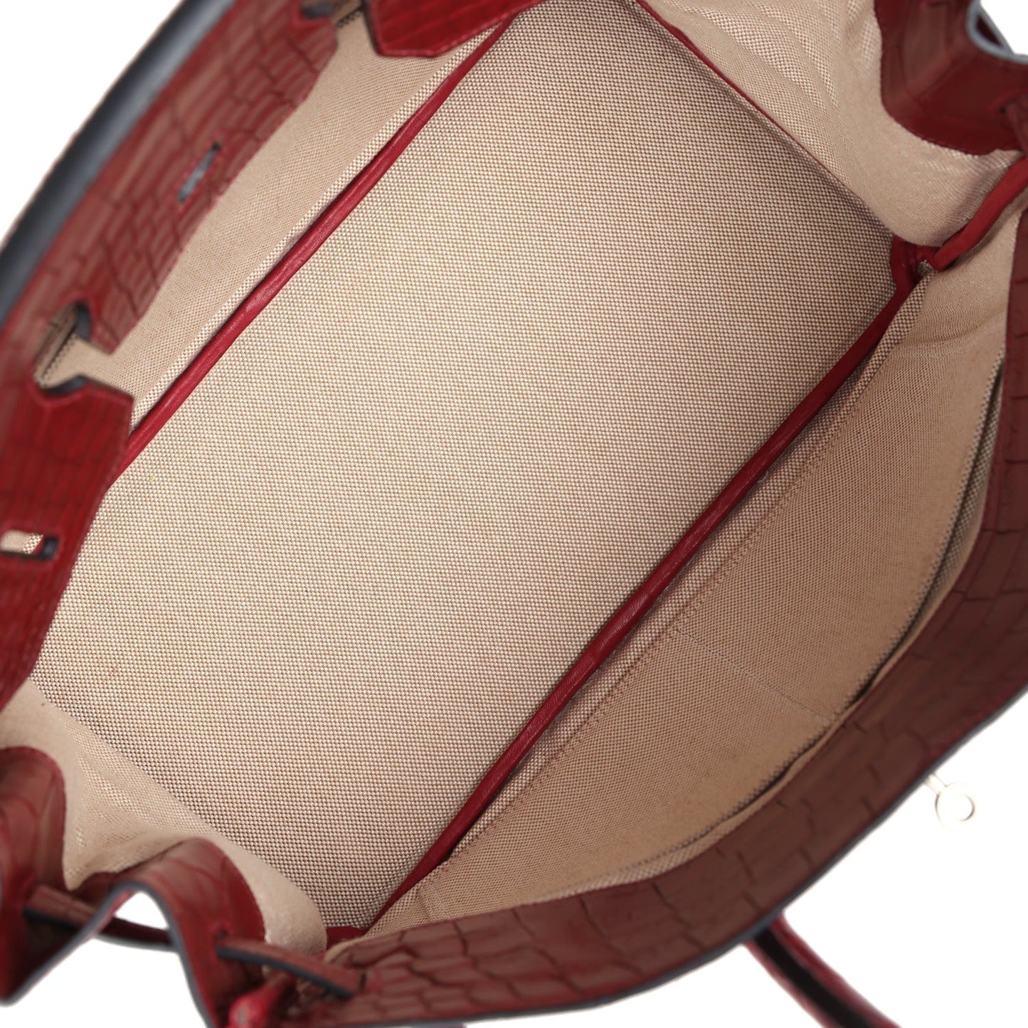 Vintage Hermes Travel Birkin 35 Rouge H Niloticus Crocodile Brushed Palladium Hardware