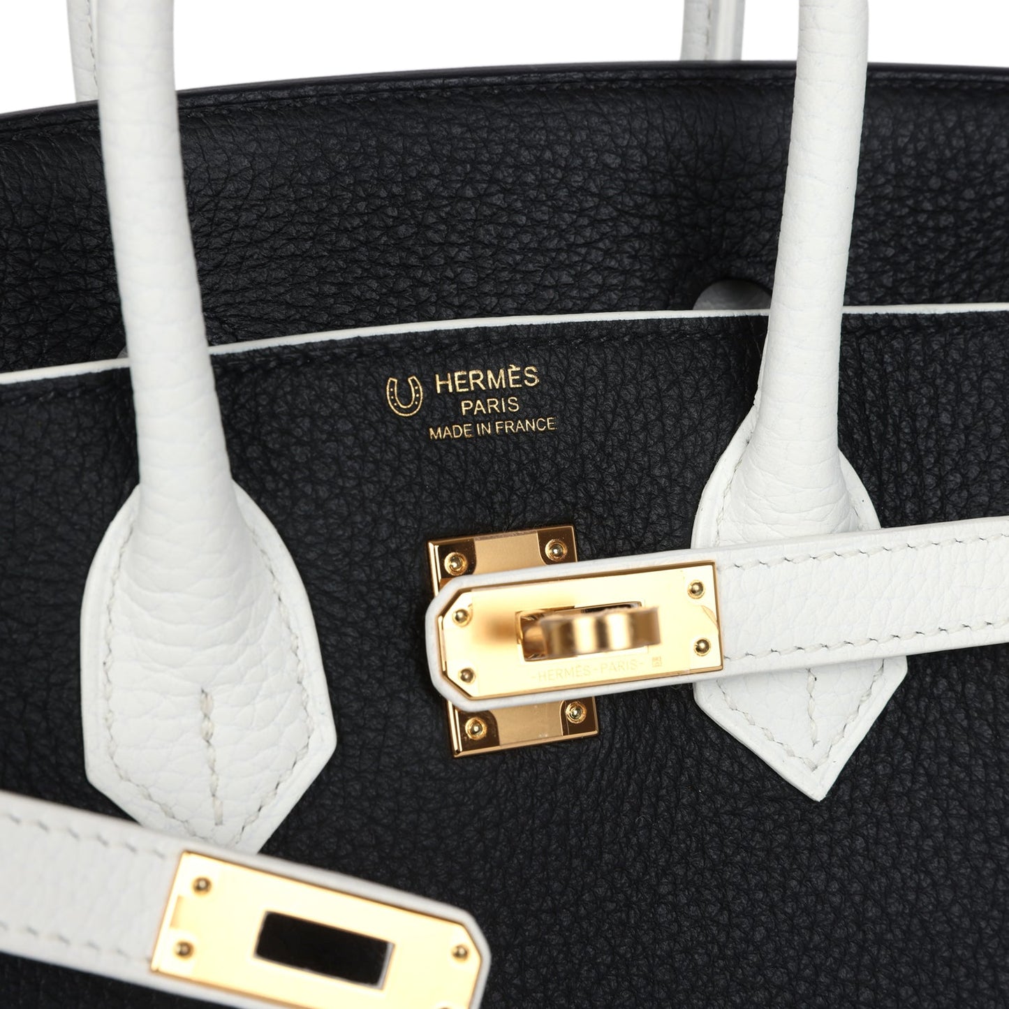 Hermes Special Order (HSS) Birkin 25 Black and White Clemence Gold Hardware