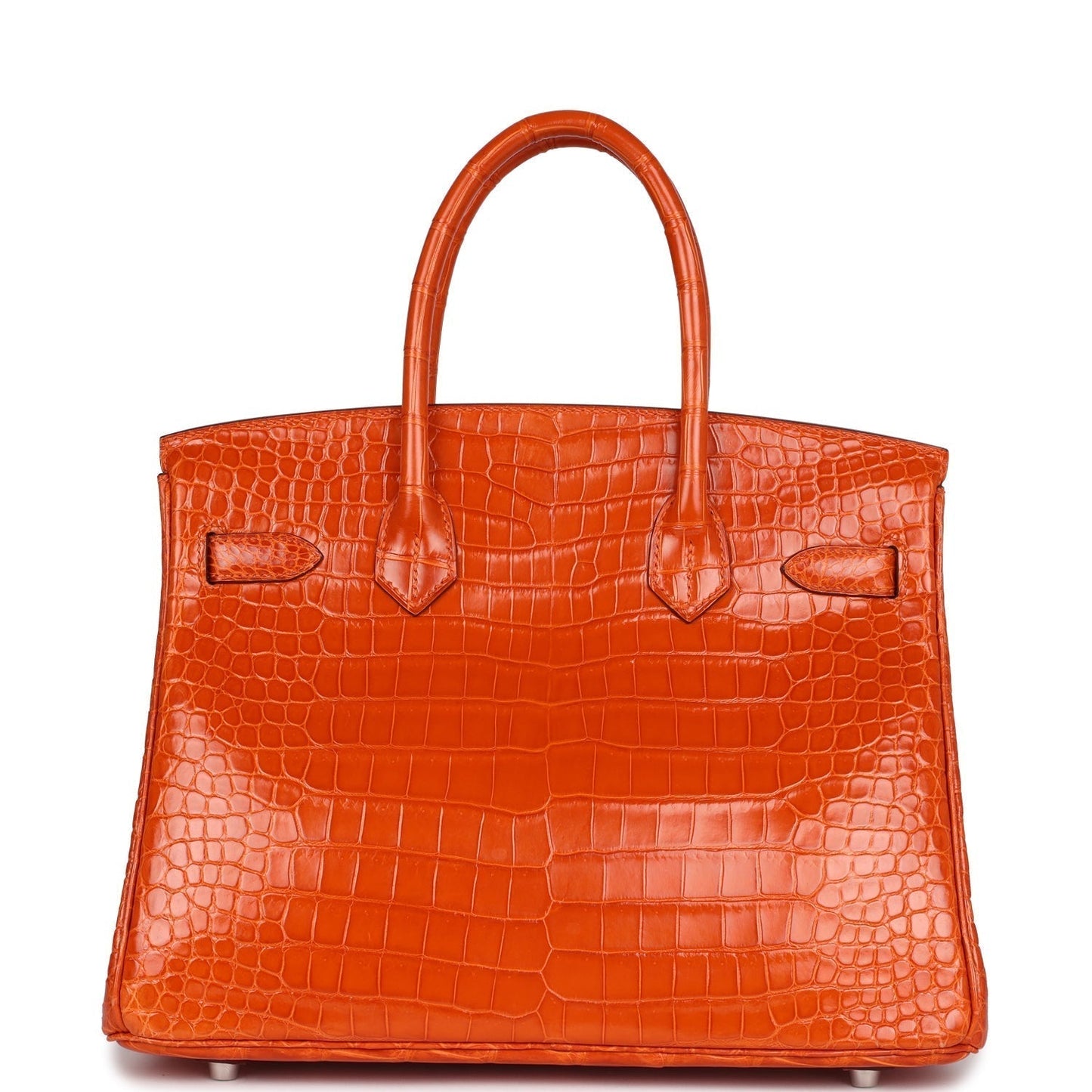 Hermes Birkin 30 Orange Shiny Porosus Crocodile Palladium Hardware