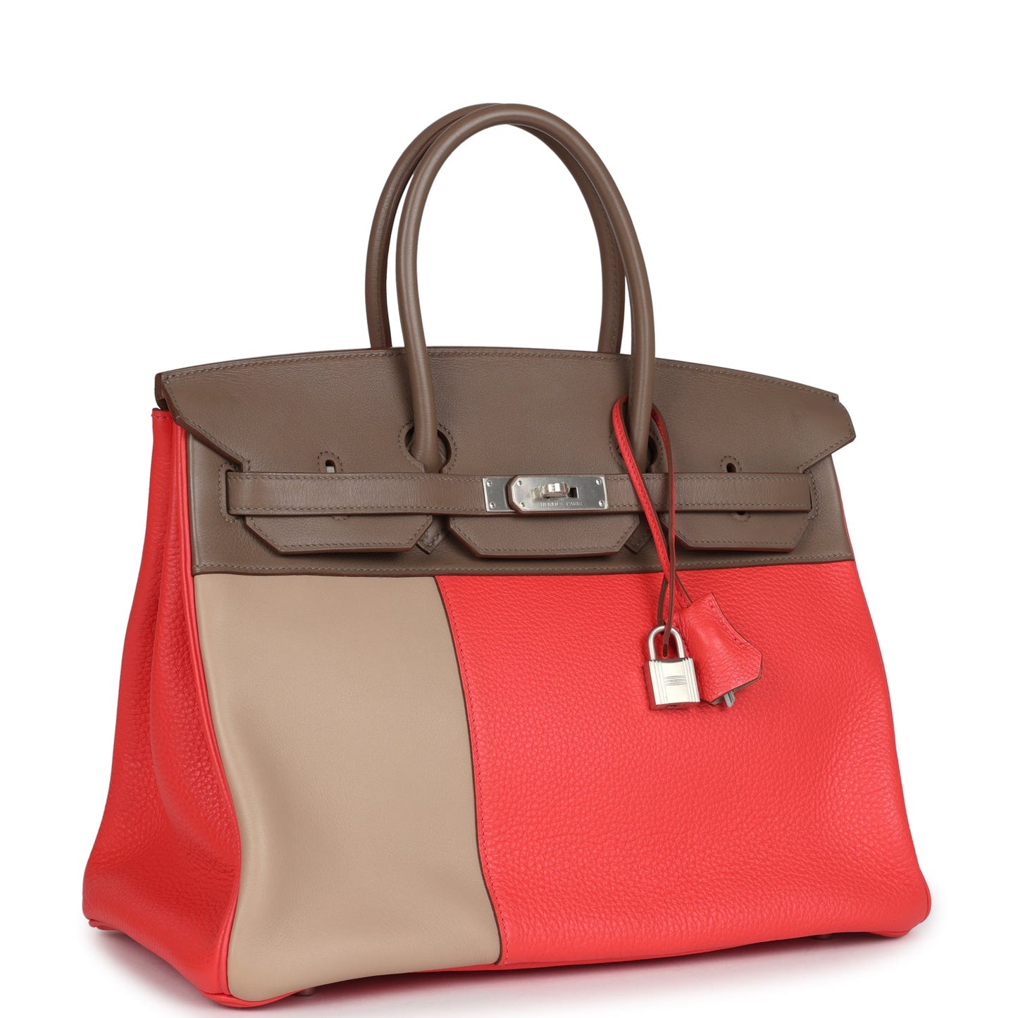 Hermes Birkin 30 Cascade Rose Jaipur, Etoupe and Argile Swift and Clemence Brushed Palladium Hardware