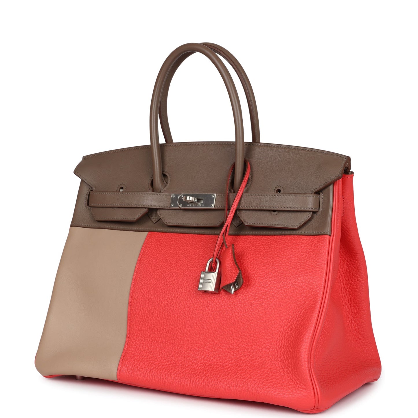 Hermes Birkin 30 Cascade Rose Jaipur, Etoupe and Argile Swift and Clemence Brushed Palladium Hardware