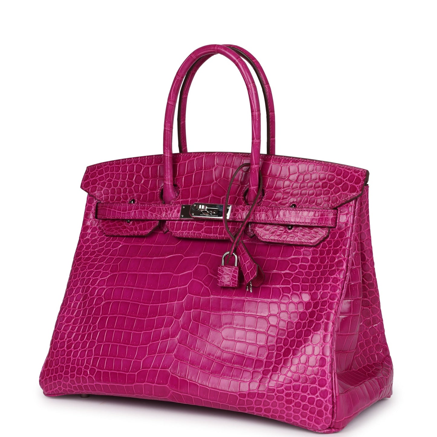 Hermes Birkin 35 Rose Sheherazade Shiny Porosus Crocodile Palladium Hardware