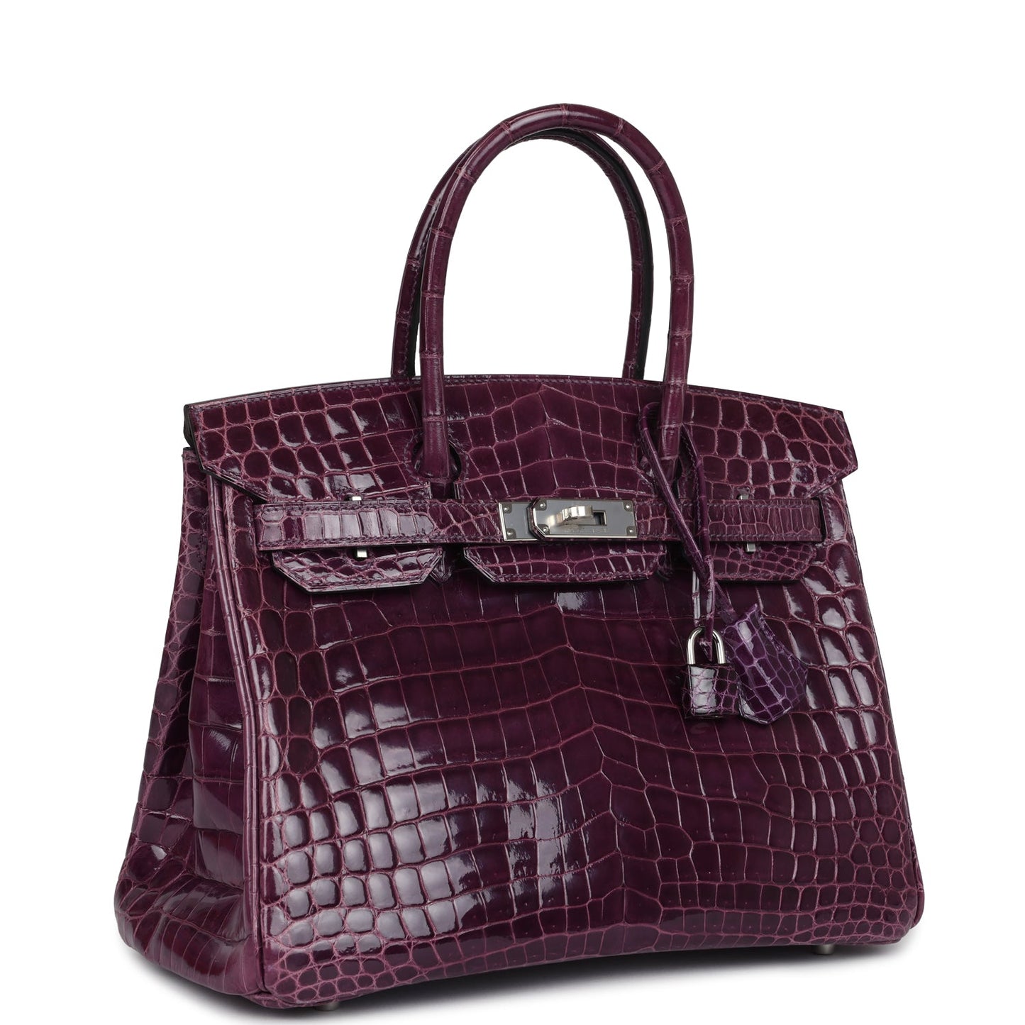 Hermes Birkin 30 Amethyst Shiny Niloticus Crocodile Palladium Hardware