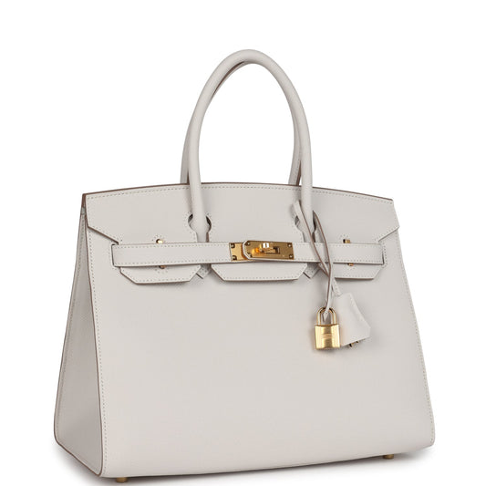 Hermes Birkin Sellier 30 Gris Pale Epsom Gold Hardware