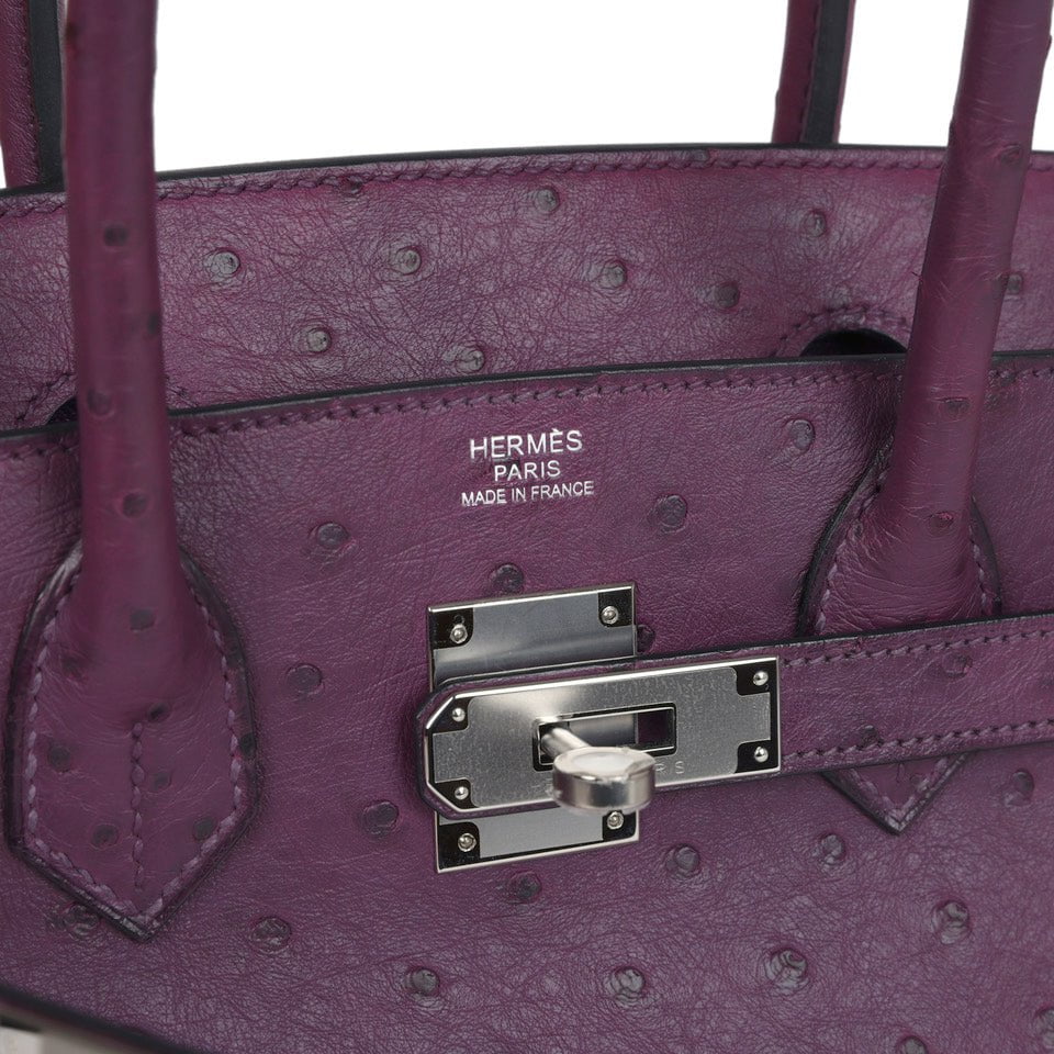 Hermes Birkin 30 Violet Ostrich Palladium Hardware