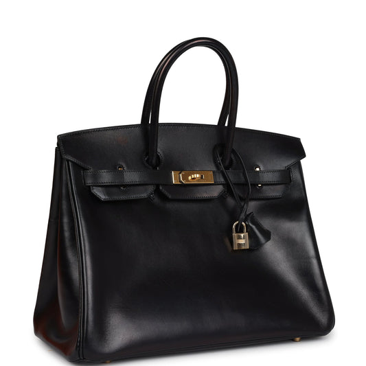 Hermes Birkin 35 Black Box Gold Hardware