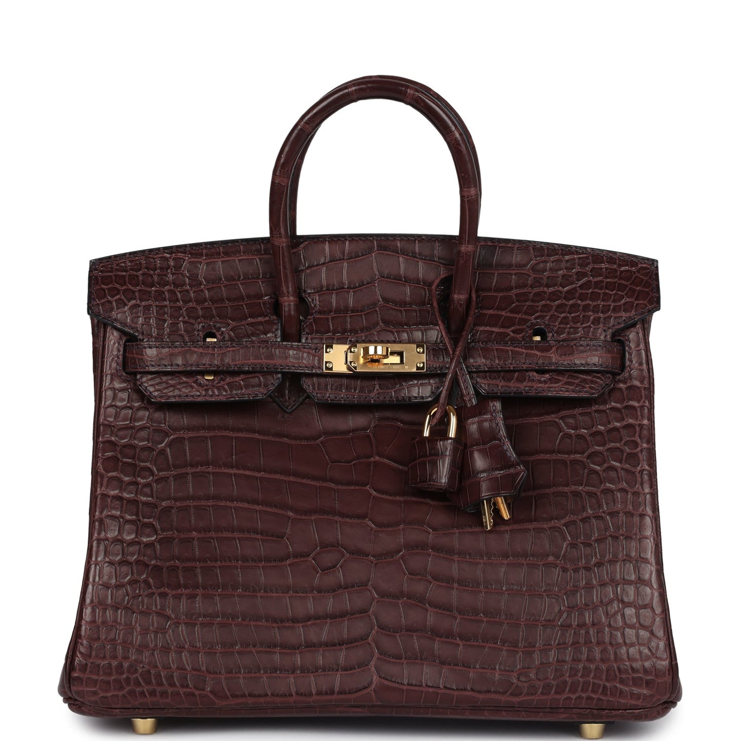 Hermes Birkin 25 Rouge Sellier Matte Porosus Crocodile Gold Hardware