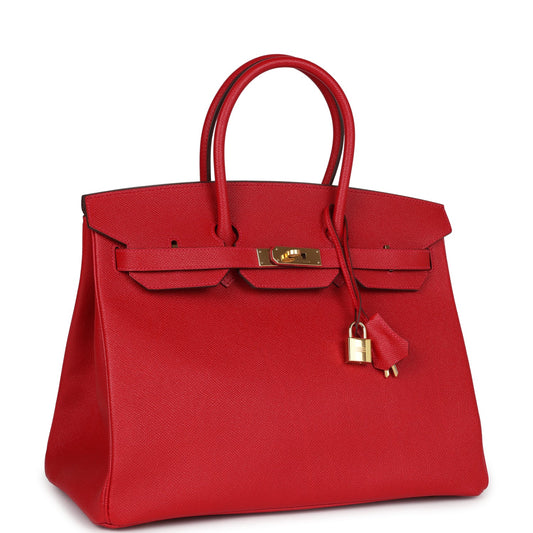 Hermes Birkin 35 Rouge Casaque Epsom Gold Hardware