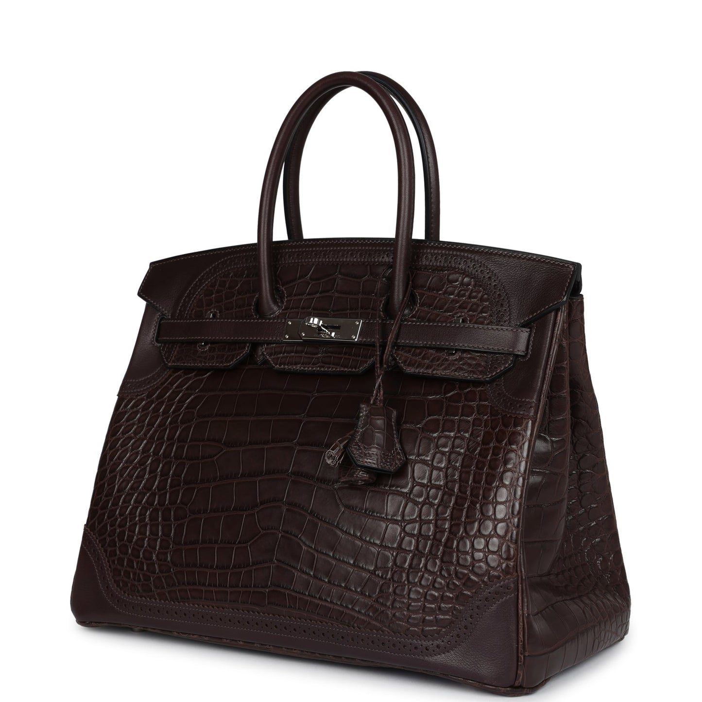 Hermes Ghillies Birkin 35 Ebene Matte Alligator and Swift Palladium Hardware