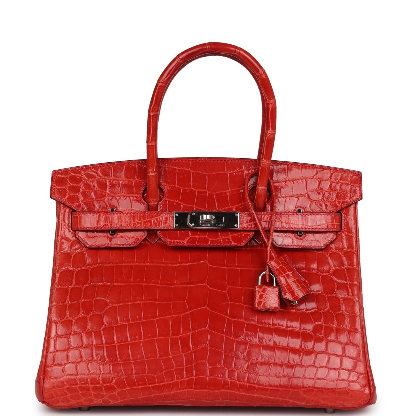 Hermes Birkin 30 Geranium Shiny Niloticus Crocodile Palladium Hardware