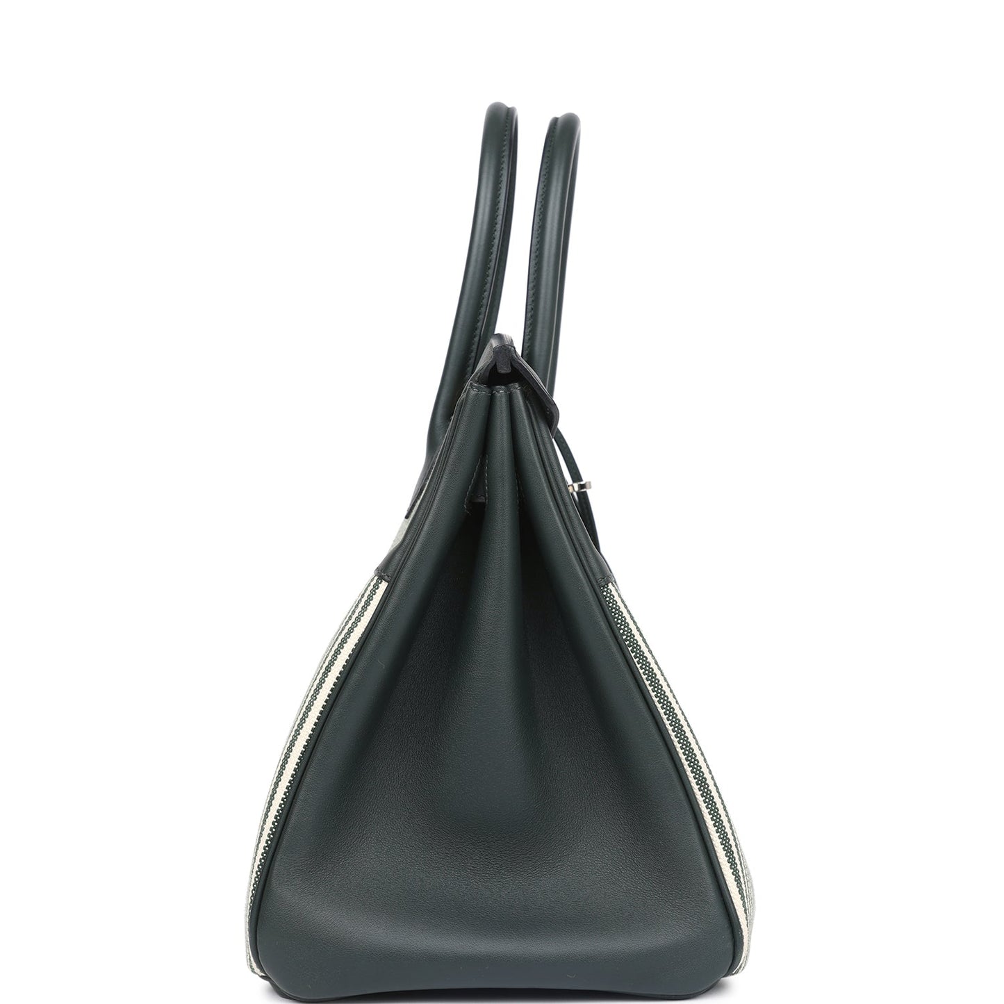 Hermes Birkin 35 Toile Riga and Vert Anglais Swift Palladium Hardware