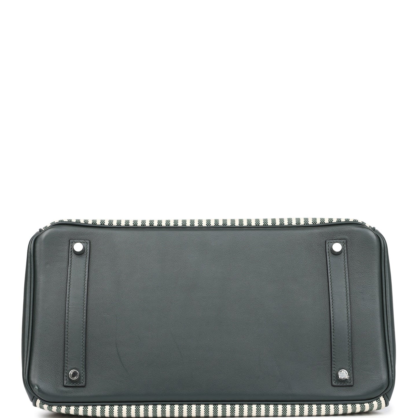 Hermes Birkin 35 Toile Riga and Vert Anglais Swift Palladium Hardware