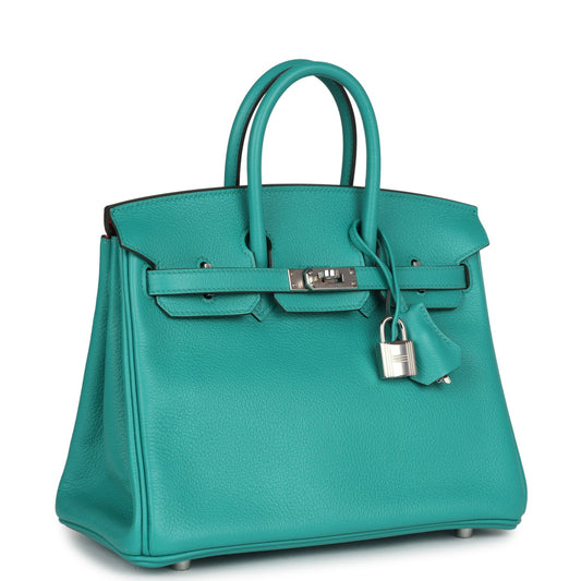 Hermes Birkin 25 Vert Verone Verso Novillo Palladium Hardware