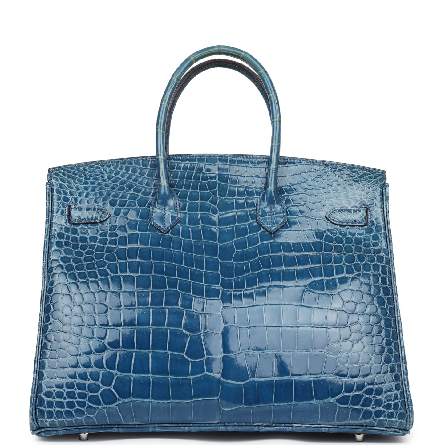 Hermes Birkin 35 Bleu Mykonos Shiny Porosus Crocodile Palladium Hardware