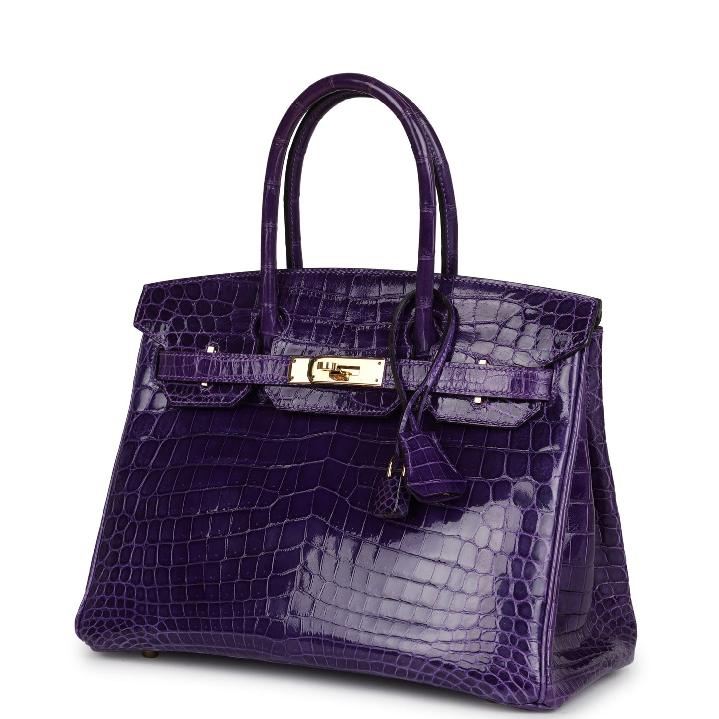 Hermes Birkin 30 Ultraviolet Shiny Niloticus Crocodile Gold Hardware