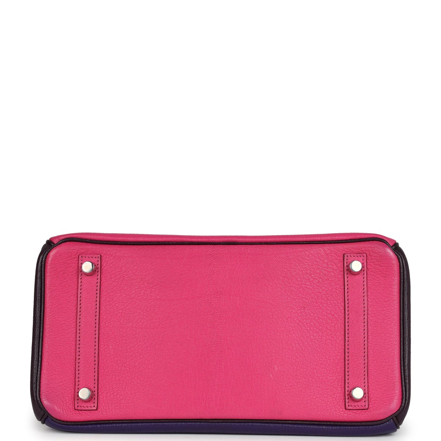 Hermes Special Order (HSS) Birkin 30 Tri-color Raisin, Ultraviolet and Rose Shocking Chevre Palladium Hardware