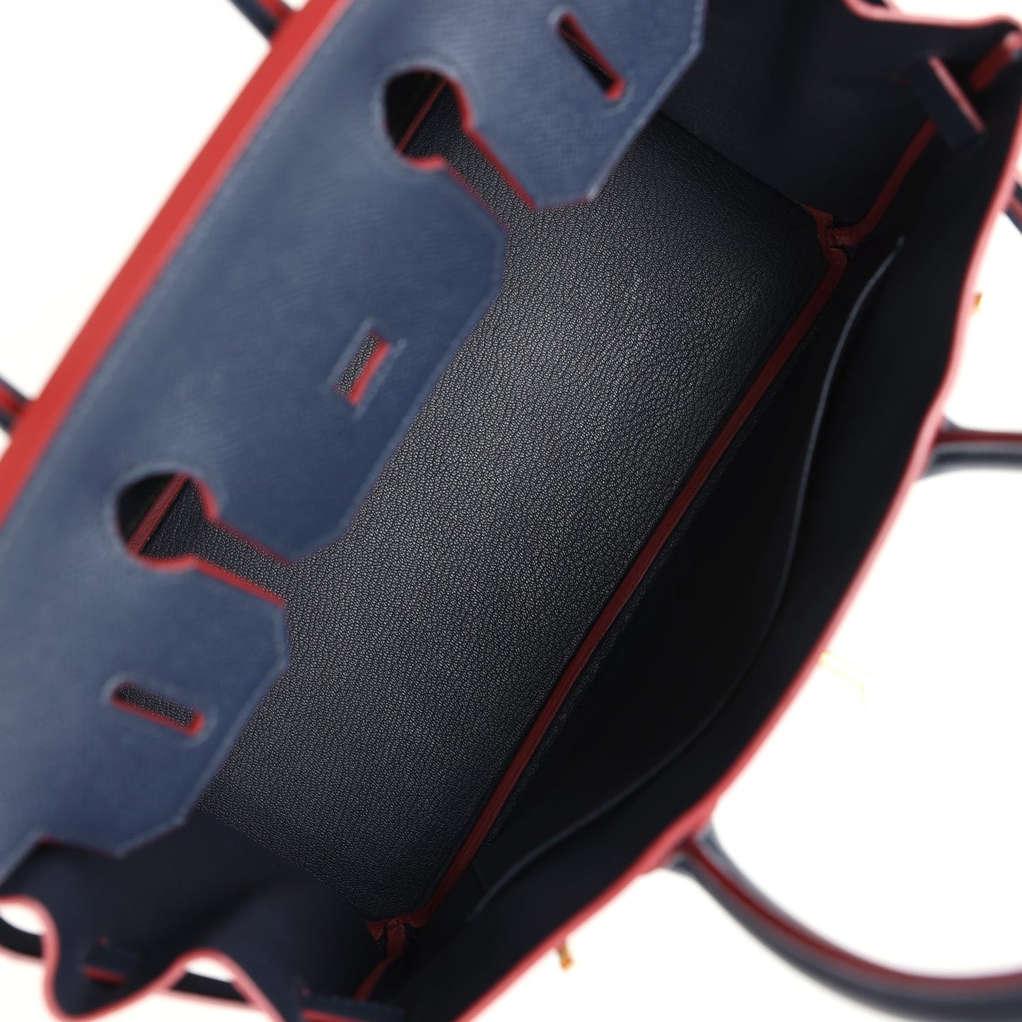 Hermes Birkin 30 Bleu Indigo and Rouge H Contour Epsom Gold Hardware