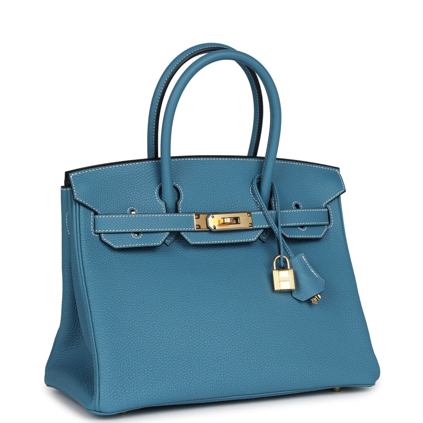 Hermes Birkin 30 Blue Jean Togo Gold Hardware