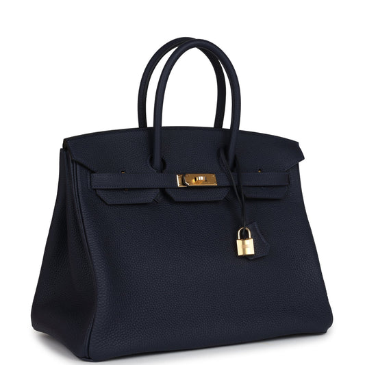 Hermes Birkin 35 Bleu Nuit Togo Gold Hardware