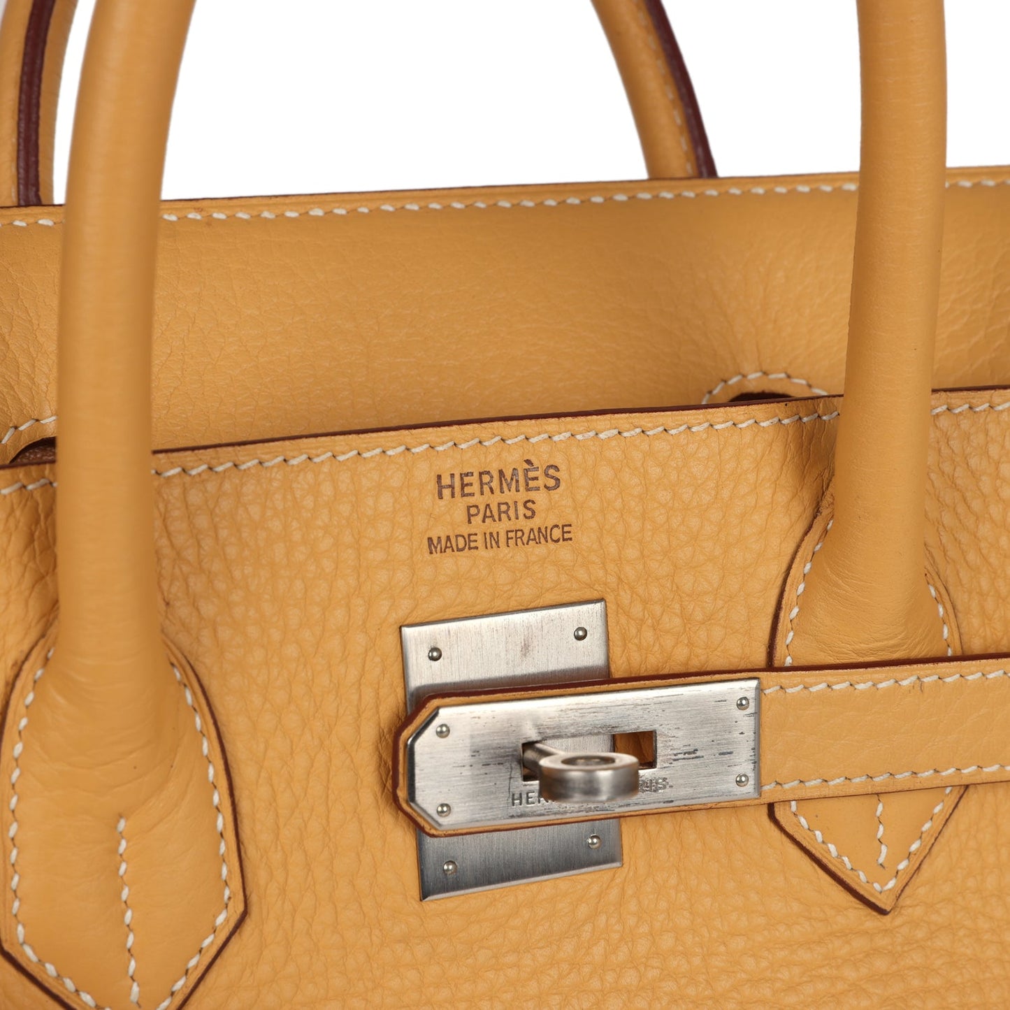 Vintage Hermes Birkin HAC 32 Natural Sable Fjord Brushed Palladium Hardware
