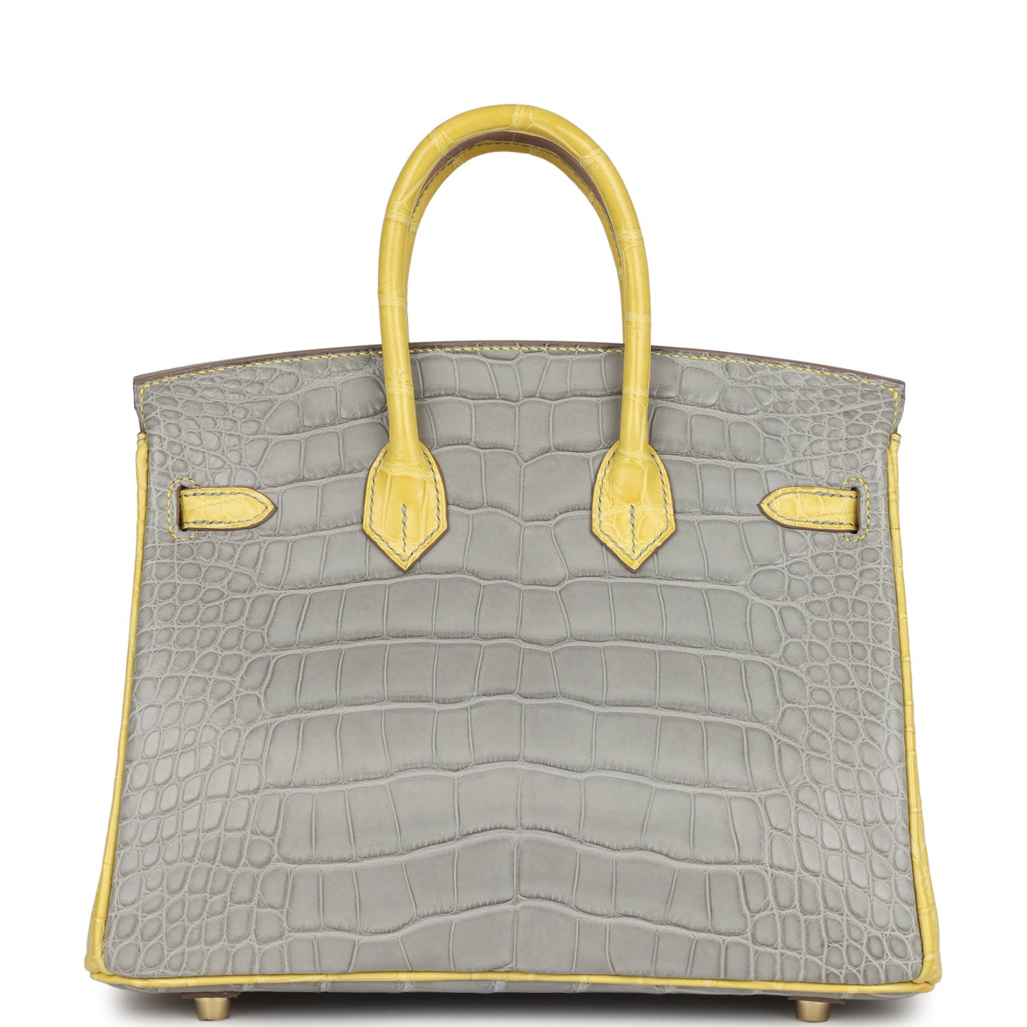 Hermes Special Order (HSS) Birkin 25 Gris Perle and Mimosa Matte Alligator Brushed Gold Hardware