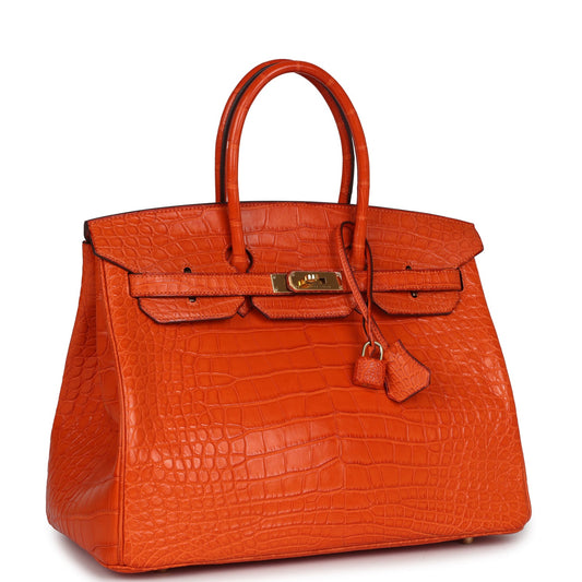 Hermes Birkin 35 Feu Matte Alligator Gold Hardware