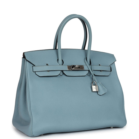 Hermes Birkin 35 Ciel Togo Palladium Hardware