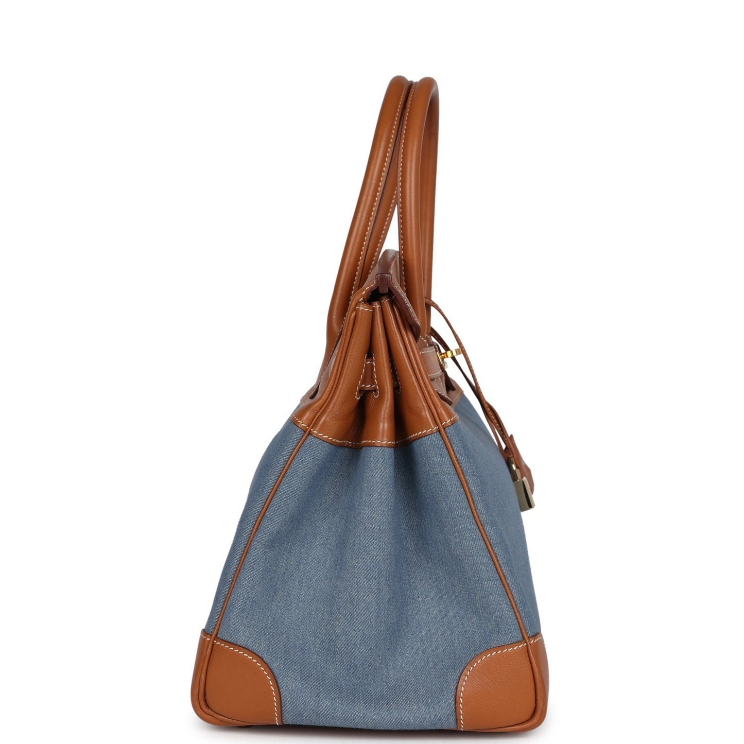 Vintage Hermes Birkin 35 Blue Denim and Gold Gulliver Gold Hardware