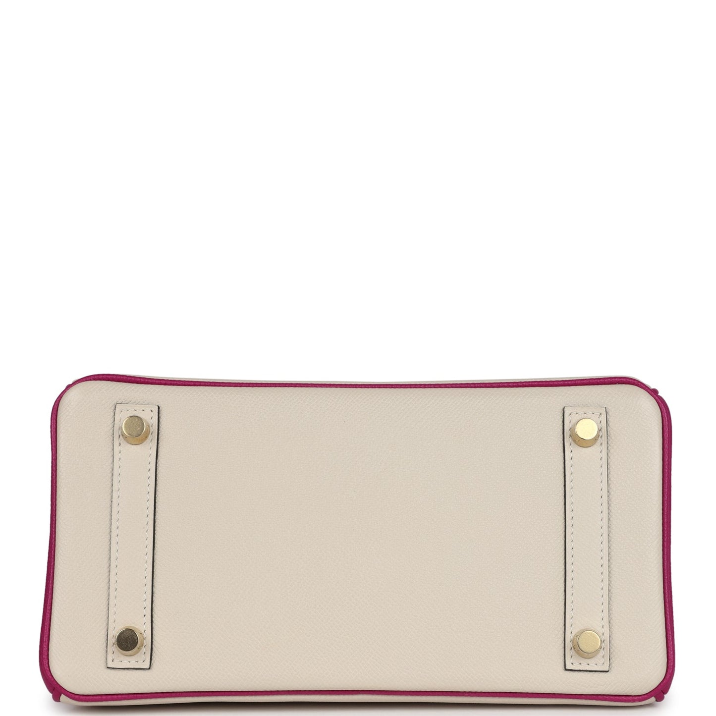 Hermes Special Order (HSS) Birkin Sellier 25 Craie and Rose Pourpre Epsom Brushed Gold Hardware